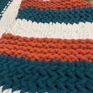 55” x 68” chunky hand knit blanket